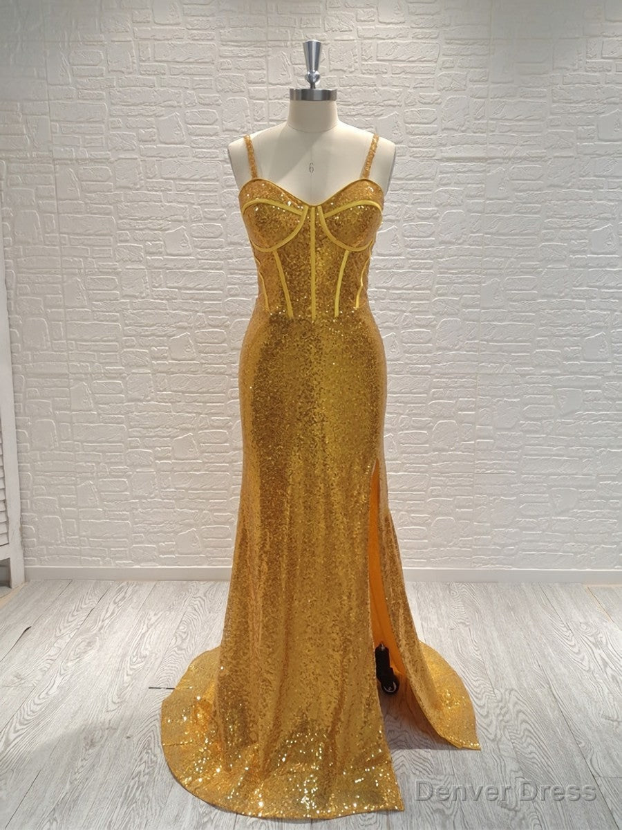 Sheath Spaghetti Straps Sequin Sweep Train Sequins Dresses Main image