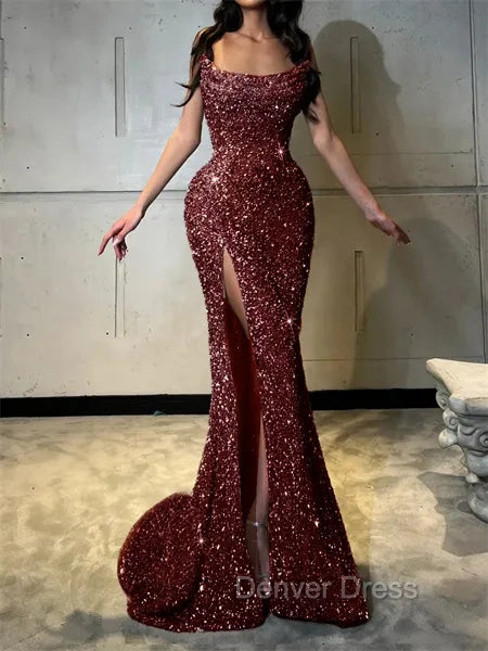 Sheath Straight Court Train Prom Dress