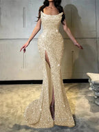 Sheath Straight Court Train Prom Dress