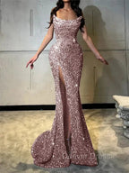 Sheath Straight Court Train Prom Dress