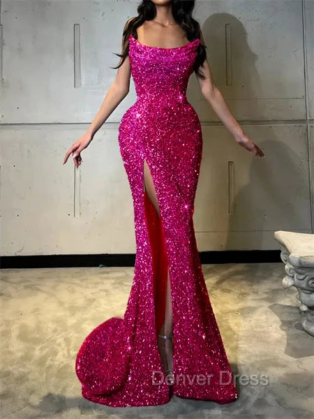 Sheath Straight Court Train Prom Dress