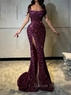 Sheath Straight Court Train Prom Dress