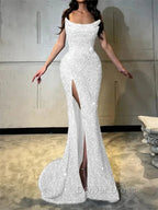 Sheath Straight Court Train Prom Dress