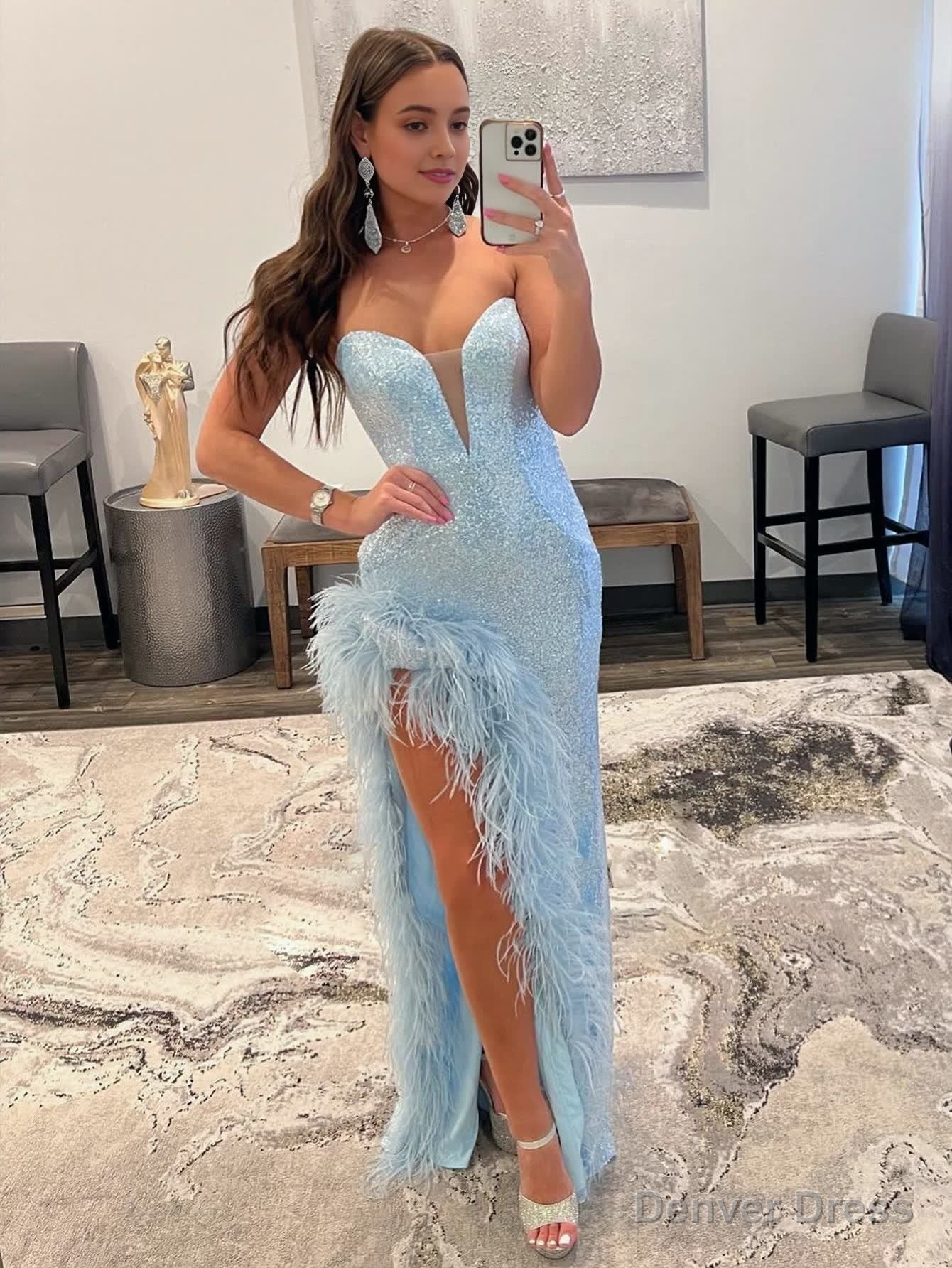 Sheath Strapless Sequin Prom Dress With Slit Secondary image