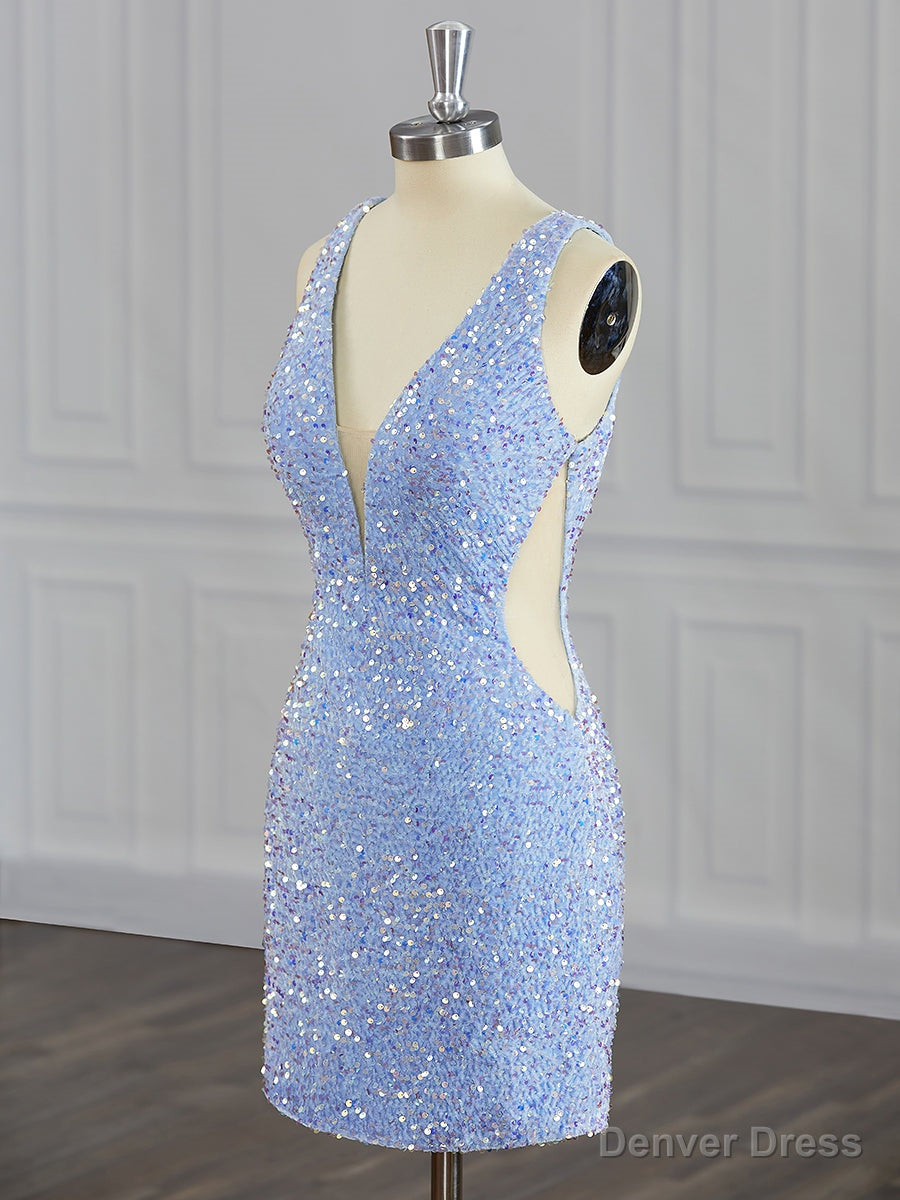 Sheath V-neck Sequin Short/Mini Velvet Sequins Dress