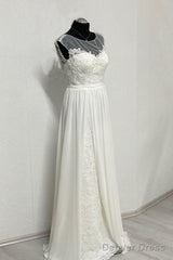 Sheer Cap Sleeve Open Back Wedding Dress