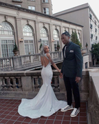 Shining Silver Mermaid Long Sleeves Prom Dresses