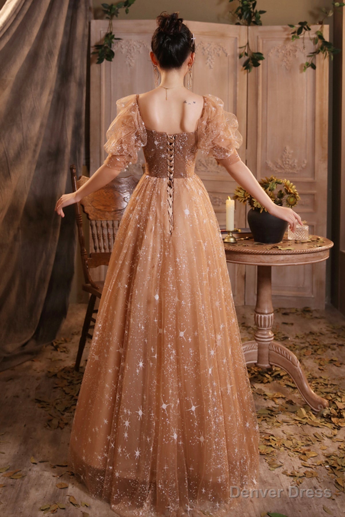 Shiny A line sequins long prom dress evening dress