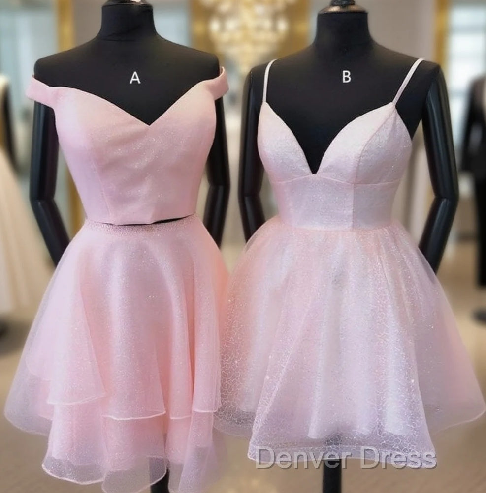 Shiny A-Line Short Pink Dress Homecoming Dress Birthday Dresses Main image
