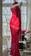 Shiny Beaded Red Mermaid Chiffon Evening Gown Prom Dress