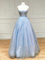 Shiny Blue Long Prom Dress, Shiny Blue Prom Dresses