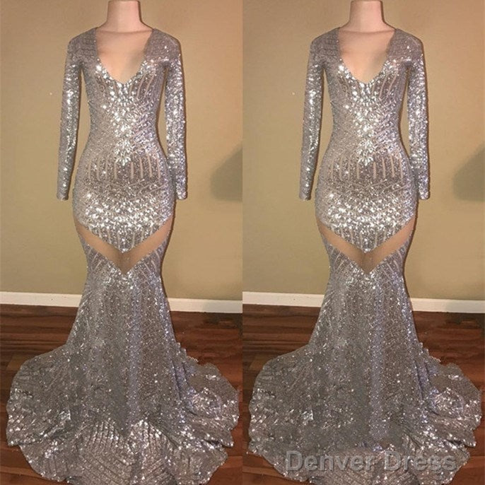 Shiny Long Sleeves Sequin Mermaid Prom Dresses