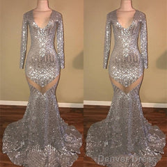 Shiny Long Sleeves Sequin Mermaid Prom Dresses