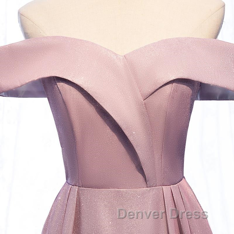 Shiny Off Shoulder Pink Ombre Prom Dress, Pink Ombre Prom Graduation Prom Dresses