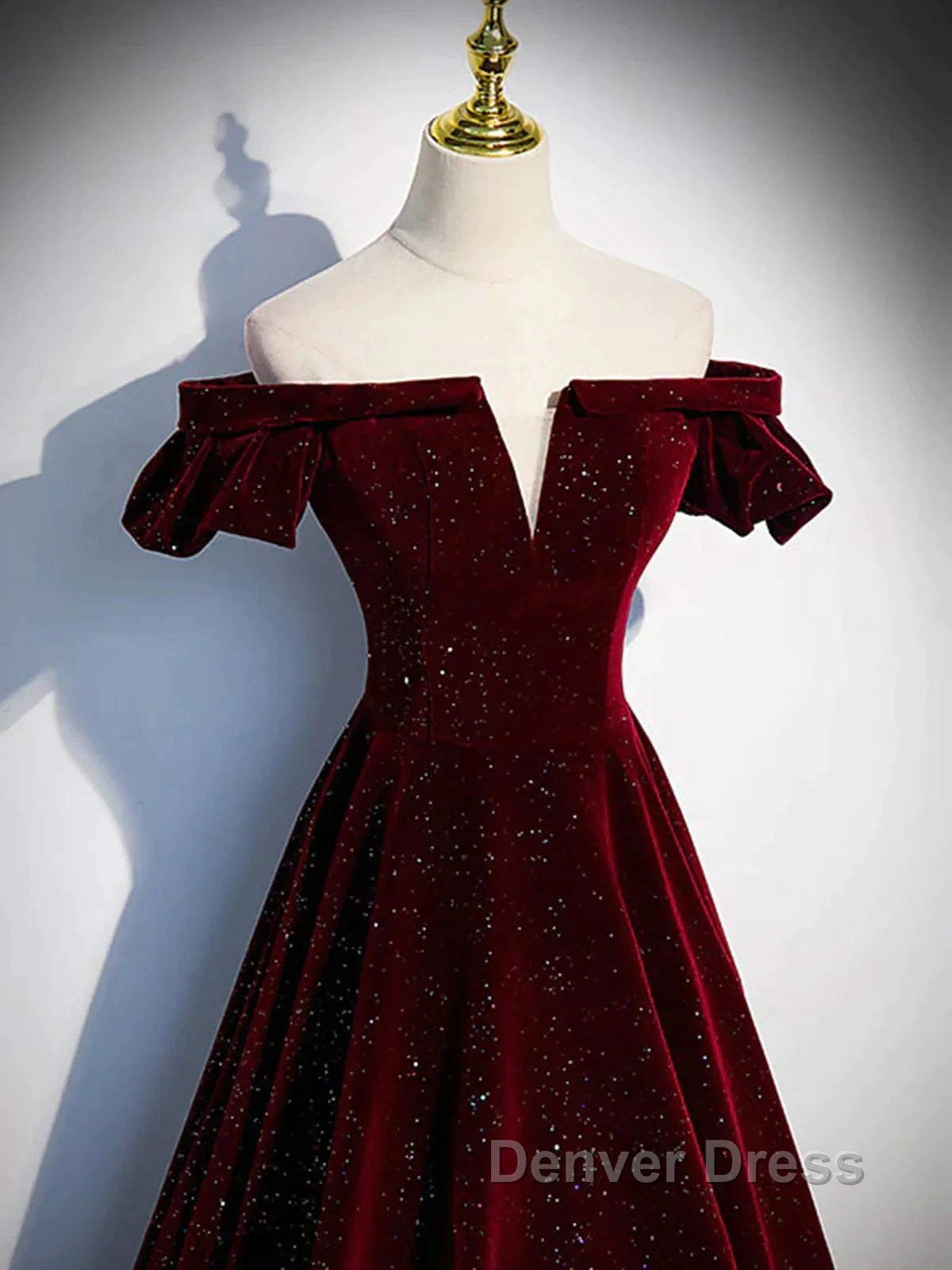 Shiny Off The Shoulder Burgundy Long Prom Dresses, Wine Red Long Formal Evening Dresses