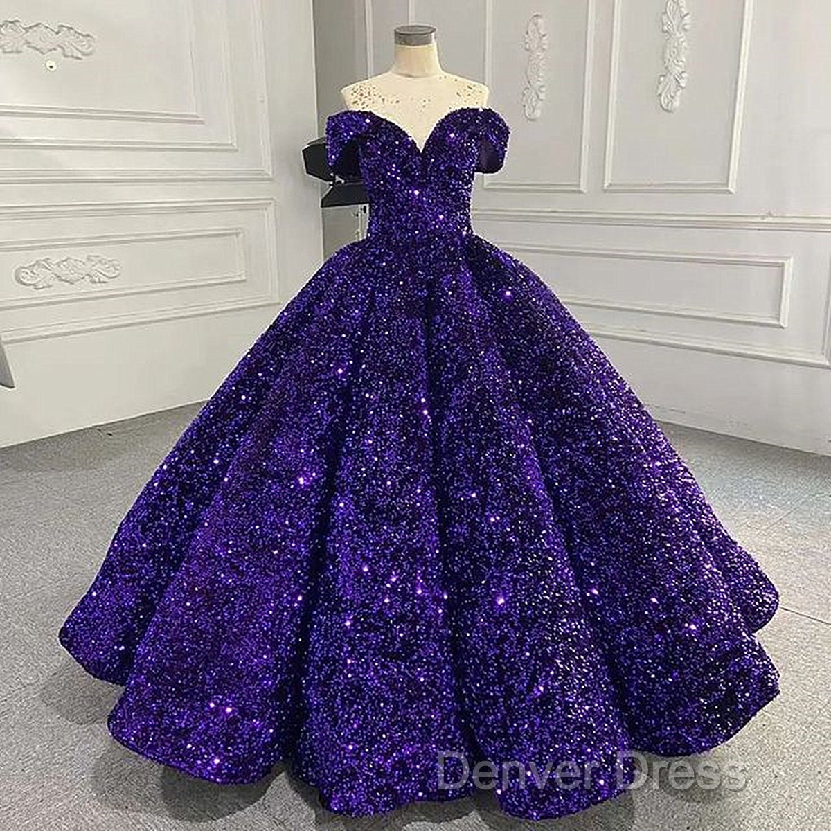 Shiny Off The Shoulder Burgundy Purple Long Prom Dresses, Wine Red Purple Formal Evening Dresses Secondary image