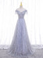 Shiny Off the Shoulder Silver Gray Long Prom Dress, Silver Gray Long Prom Dresses