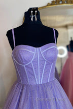 Shiny Purple Pink Long Prom Dress, Purple Pink Long Prom Dresses