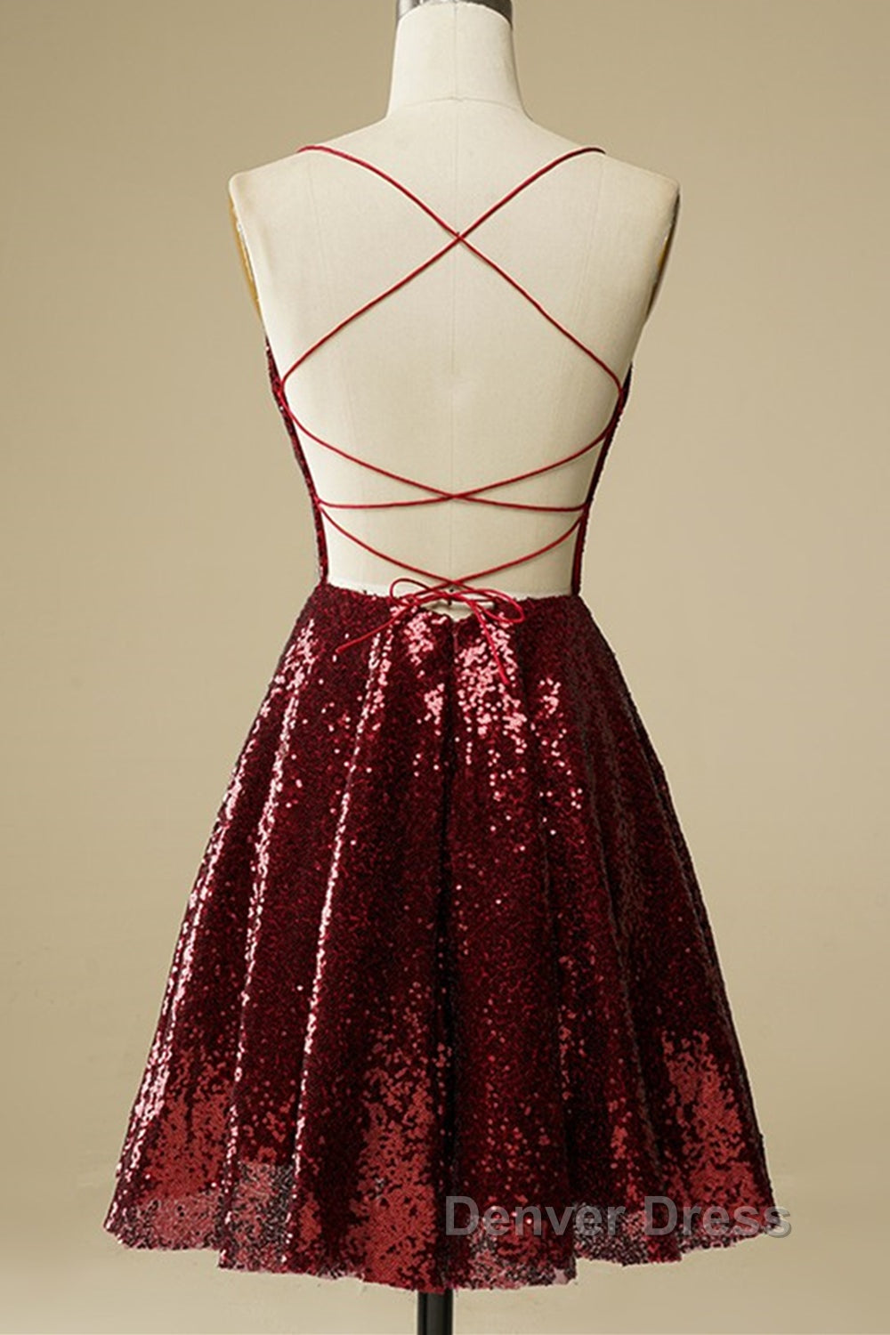 Shiny Sequins Backless Burgundy Short Prom Dress, Backless Burgundy Homecoming Dress, Burgundy Prom Dresses Secondary image
