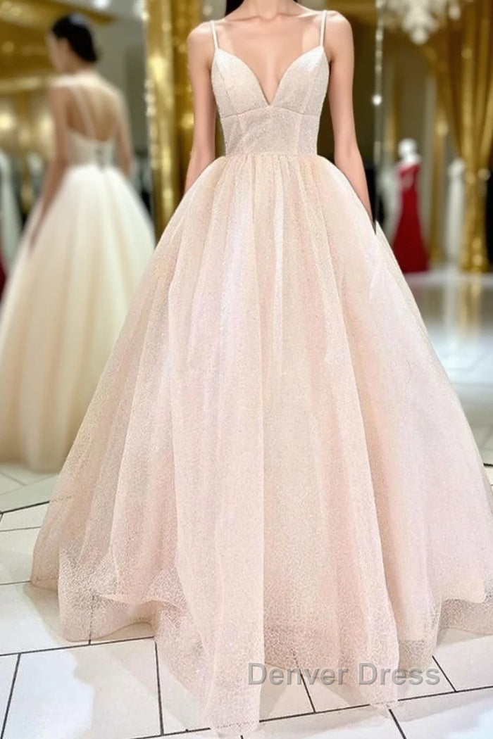 Shiny V Neck Backless Pink Long Prom Dress, Backless Pink Prom Dress, Sparkly Pink Prom Dresses Main image