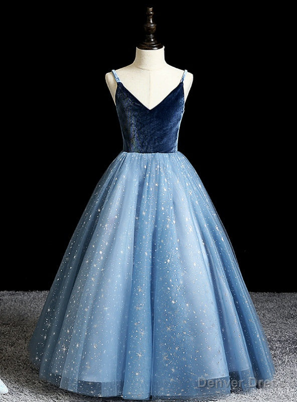 Shop For Cute Blue Ball Gowns Tulle Spagehtti Straps Sequins Flwoer Girl Dresses