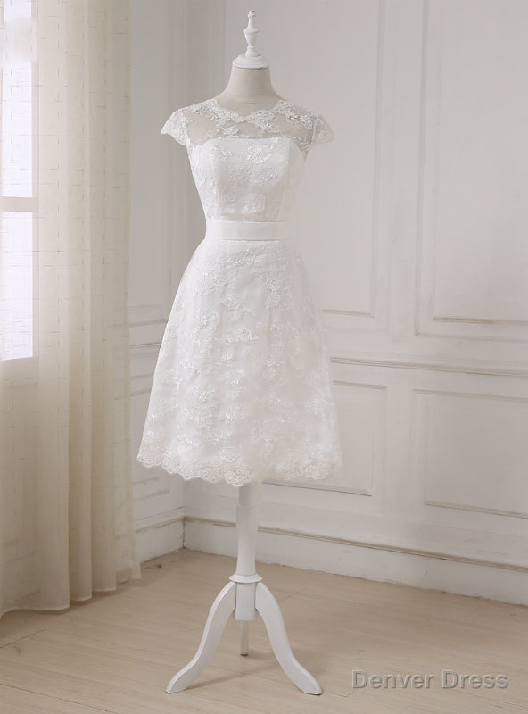 Short A-line Lace Little White Wedding Dresses Main image
