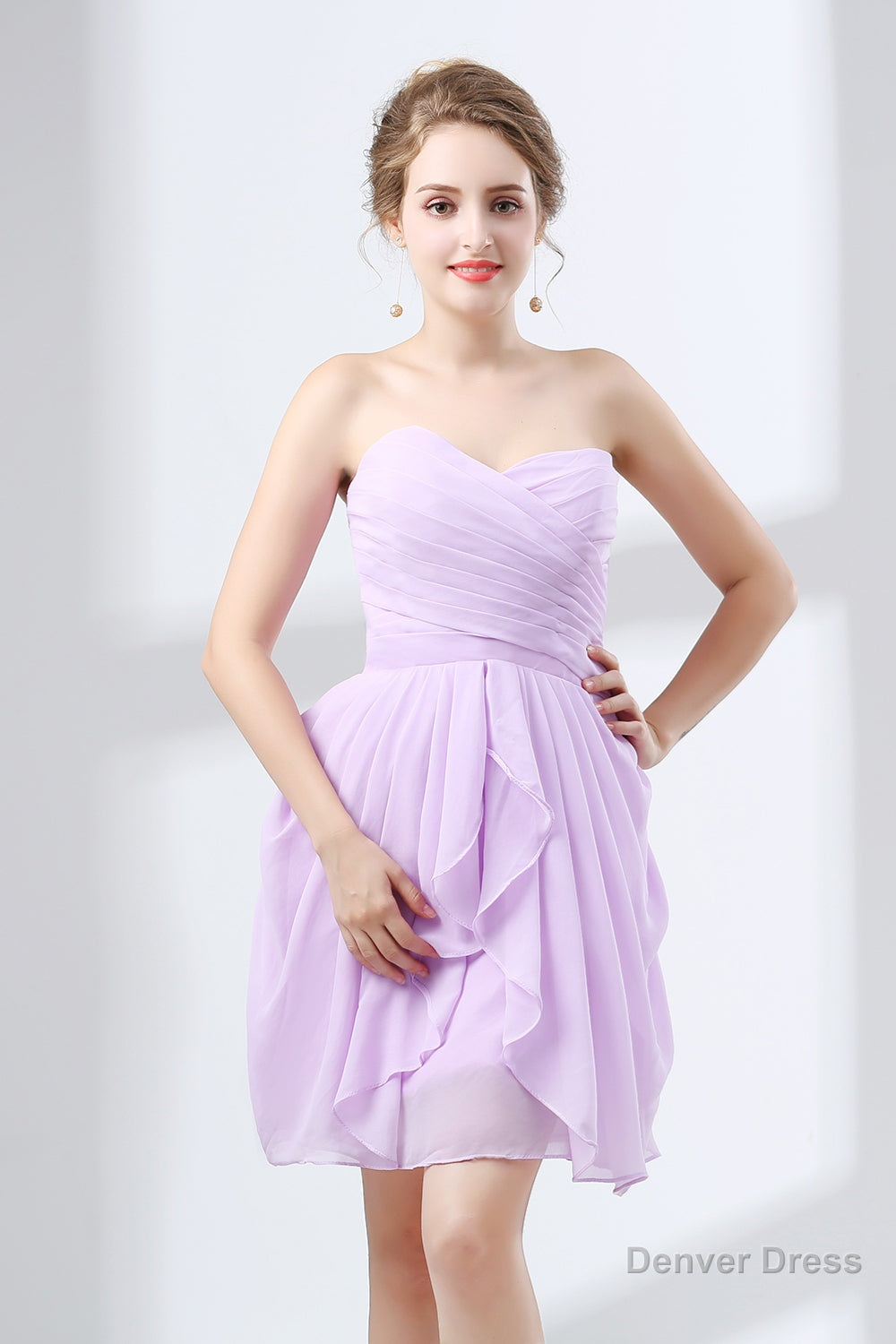 Short A Line Ruffle Strapless Homecoming Dresses Secondary image