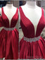 Short A Line V Neck Red Backless Prom Dress, Short Red Backless Homecoming Dress, Prom Dresses