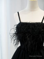 Short Back Prom Dress with Corset Back, Little Black Prom Homecoming Dresses