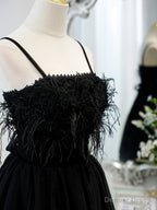 Short Back Prom Dress with Corset Back, Little Black Prom Homecoming Dresses