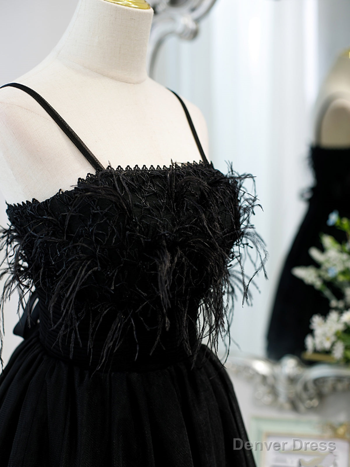 Short Back Prom Dress with Corset Back, Little Black Prom Homecoming Dresses