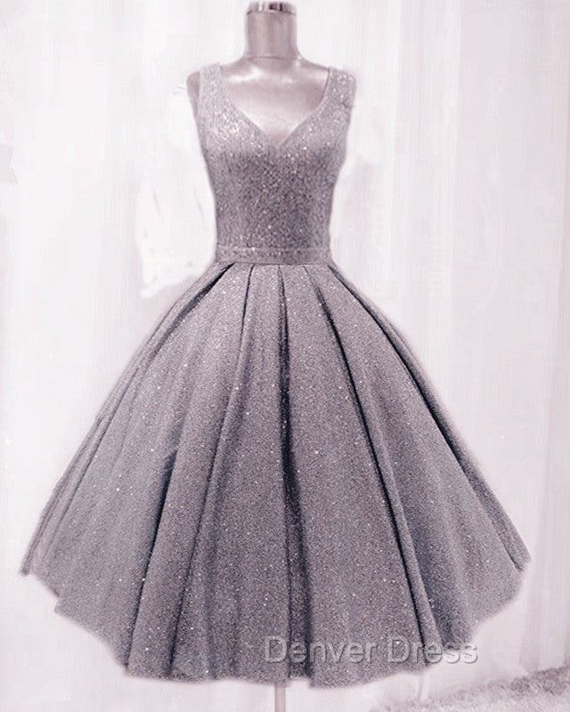Short Ball Gown Prom Homecoming Dresses Sequins V Neck