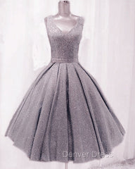 Short Ball Gown Prom Homecoming Dresses Sequins V Neck