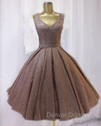 Short Ball Gown Prom Homecoming Dresses Sequins V Neck
