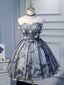 Short Black Floral Prom Dress, Short Black Floral Prom Homecoming Dress, Little Black Dresses