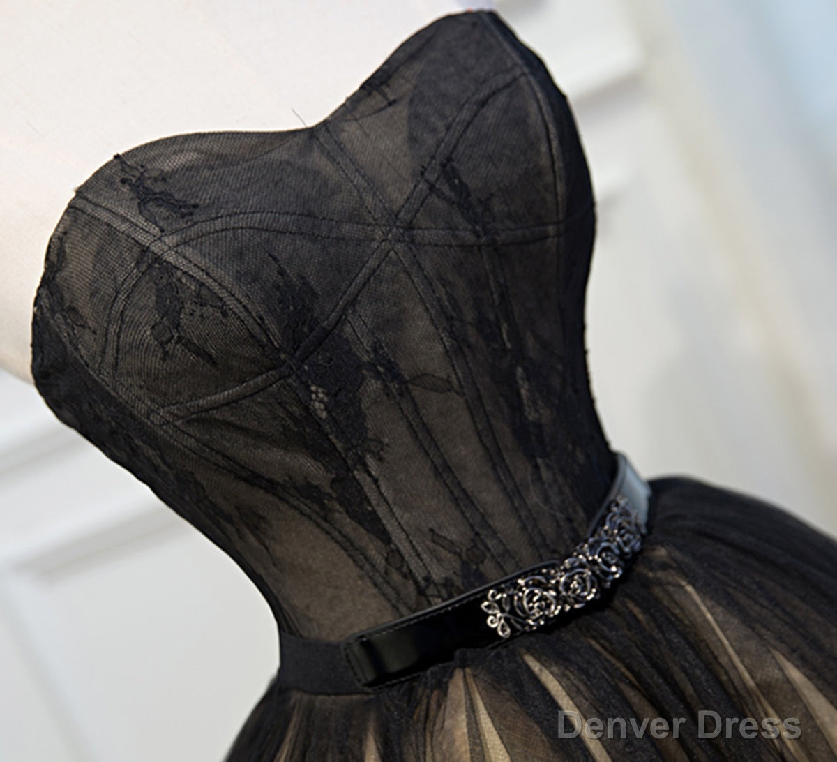 Short Black Lace Prom Dress, Little Black Lace Prom Homecoming Dresses