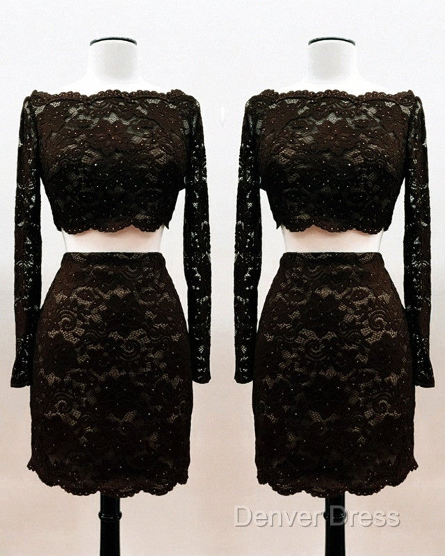 Short Black Lace Two Piece Prom Dresses Secondary image
