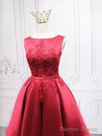 Short Burgundy Floral Prom Dress, Short Wine Red Floral Prom Homecoming Dresses