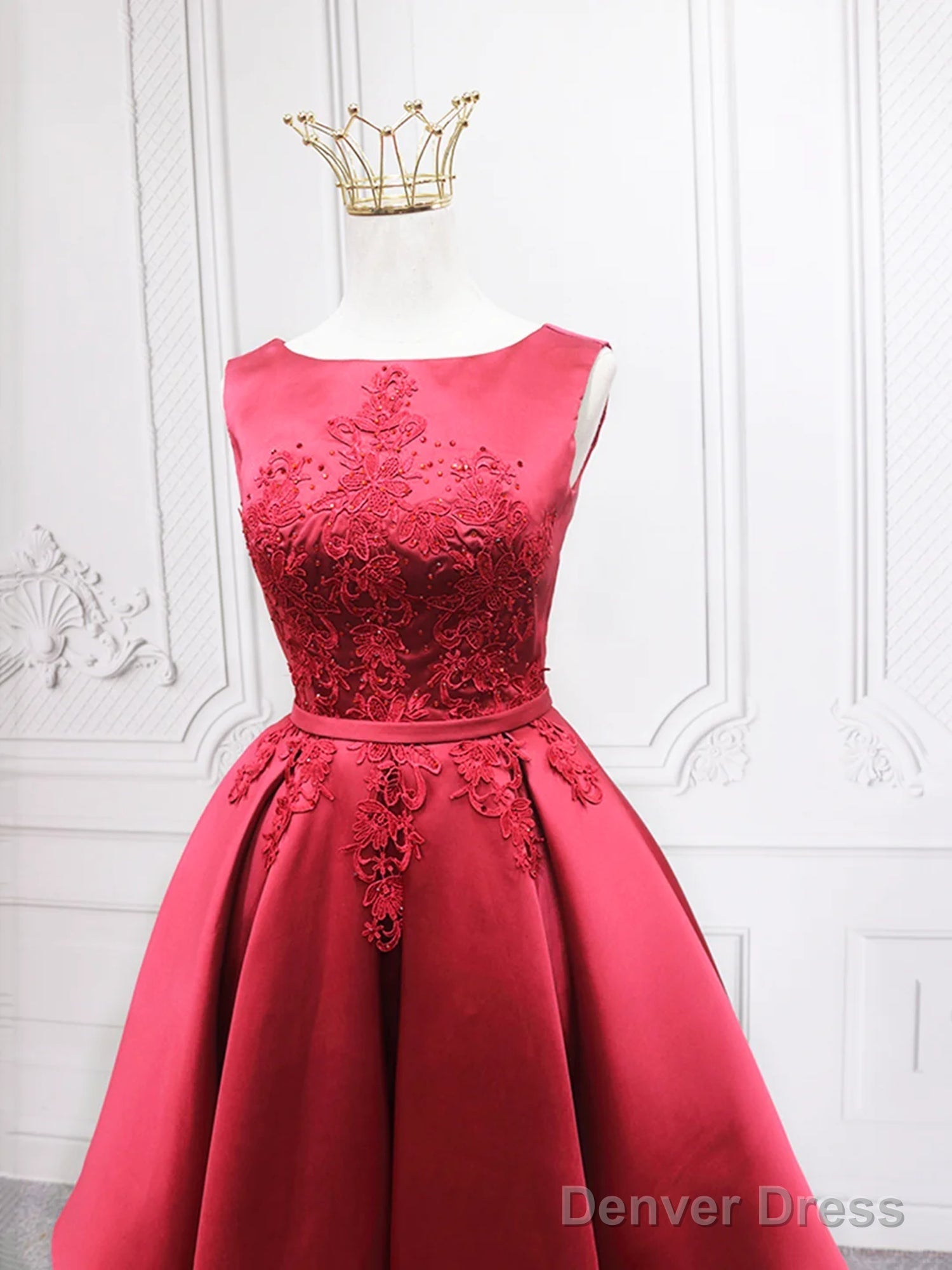 Short Burgundy Floral Prom Dress, Short Wine Red Floral Prom Homecoming Dresses