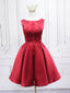 Short Burgundy Floral Prom Dress, Short Wine Red Floral Prom Homecoming Dresses