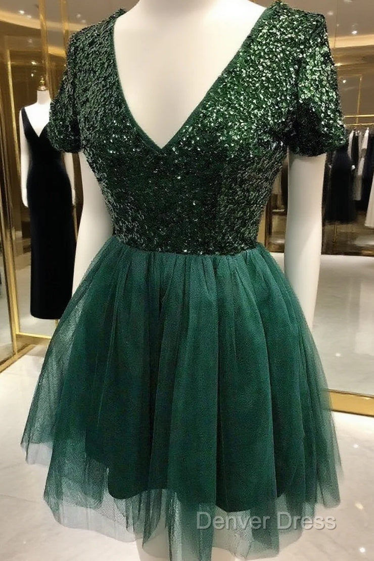 Short Dress Dark Green Homecoming Dresses