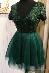 Short Dress Dark Green Homecoming Dress