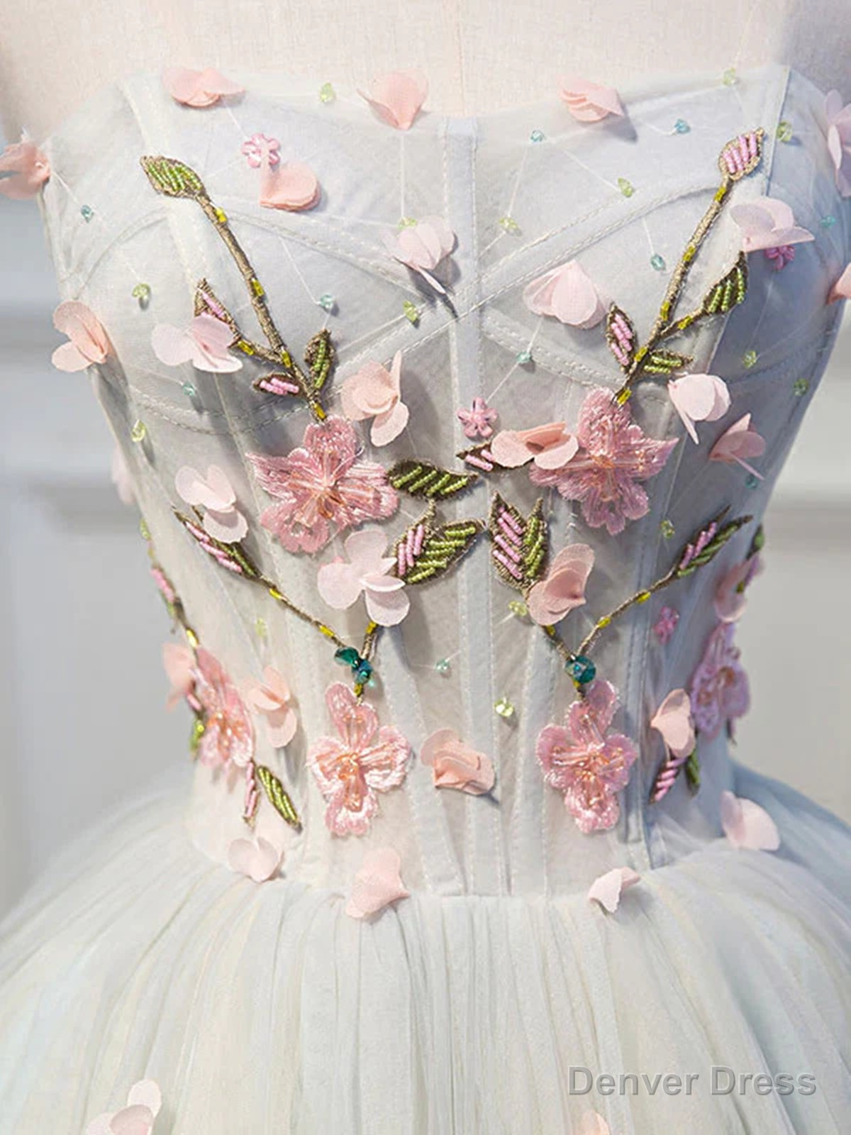 Short Floral Tulle Prom Dress, Short Floral Tulle Prom Homecoming Dresses