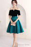 Short Green And Black Off Shoulder Wedding Prom Dress Homecoming Dresses