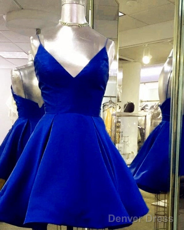 Short Green Satin V Neck Homecoming Dresses Main image