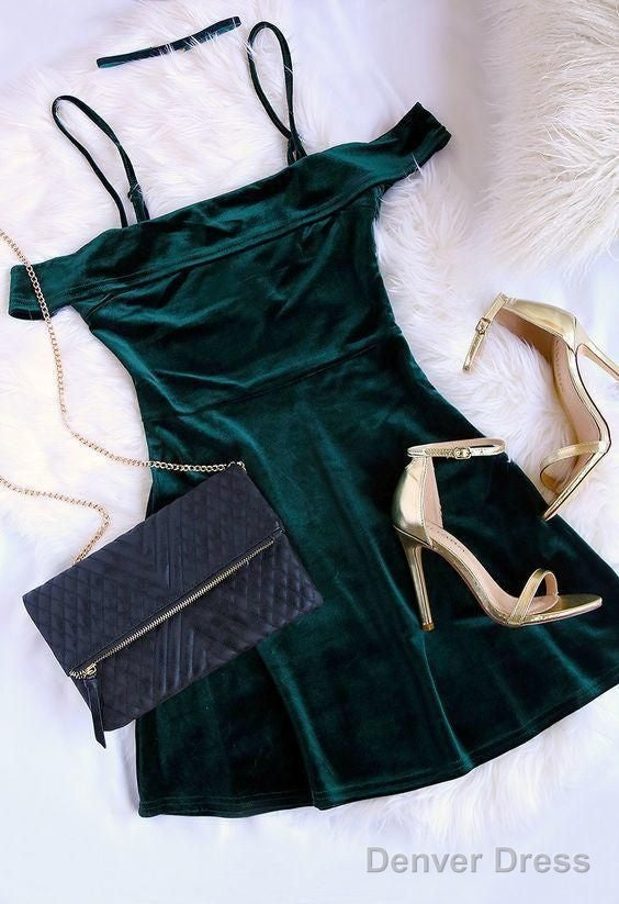 Short Homecoming Dress, Hunter Green Homecoming Dresses