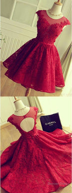 Short homecoming Dress, Lace Dress, Red Sexy Prom Dresses