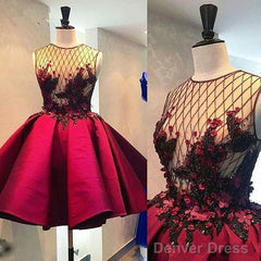 Short Homecoming Dress Short A Line Satin Appliques  Party Dresses Gowns