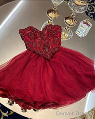 Short Homecoming Dresses Crystal Beaded Sweetheart Ruffles