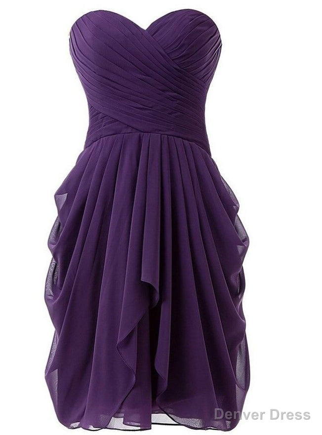 Short Knee Length Sweetheart Chiffon Pleats Bridesmaid Dresses Main image